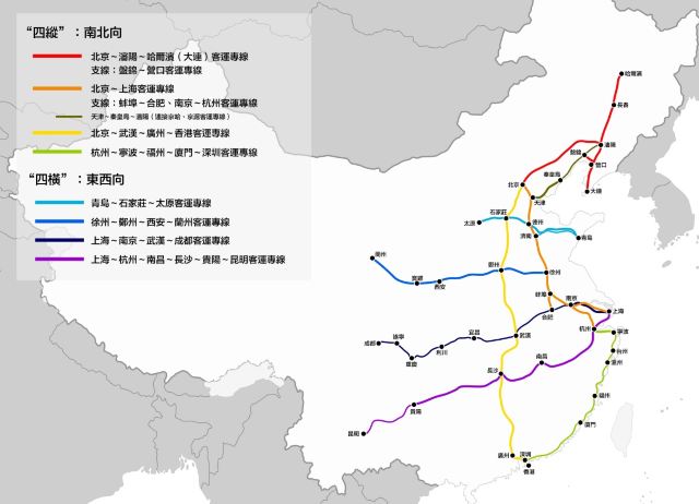 香港高鐵直達內地城市圖